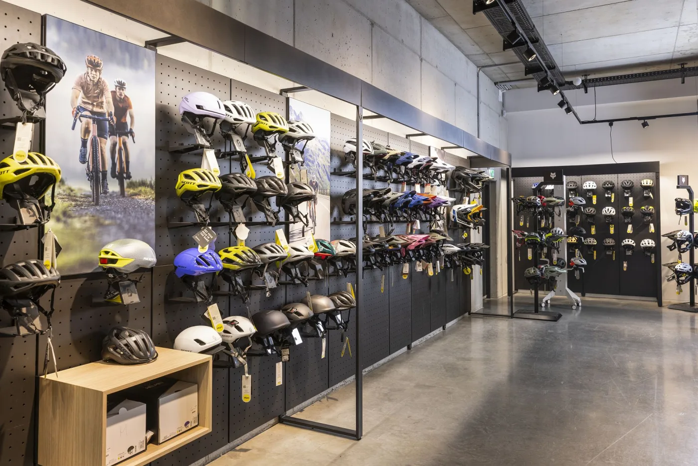Helmet and accessory display wall